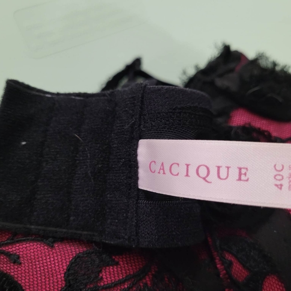 Cacique Lane Bryant NWOT bra..size 40C. Black and pink - Picture 4 of 5